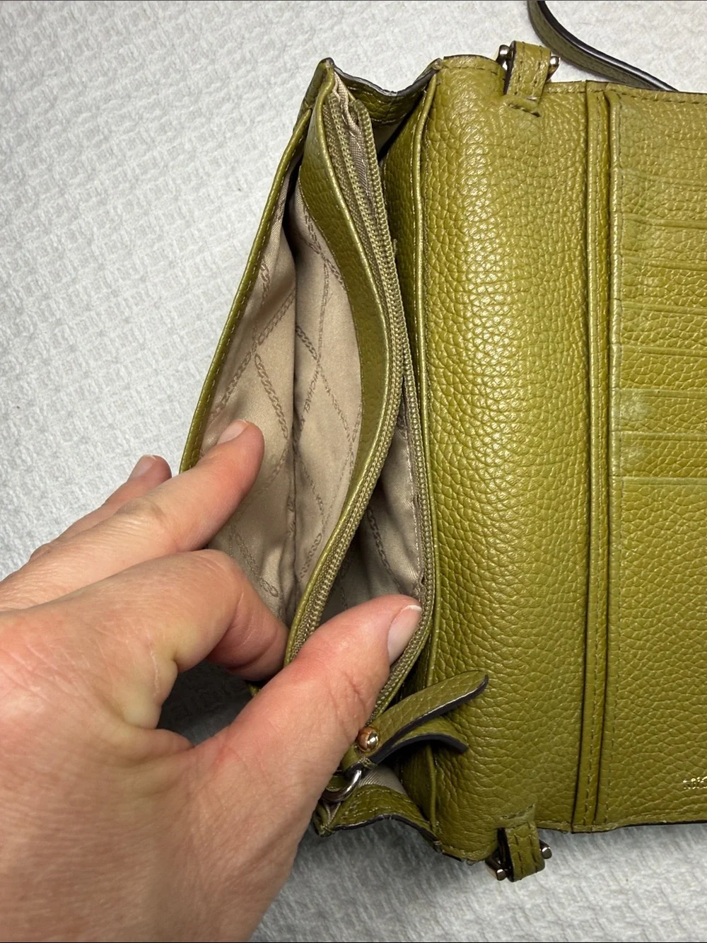 Michael Kors olive green wallet crossbody small leather bag
